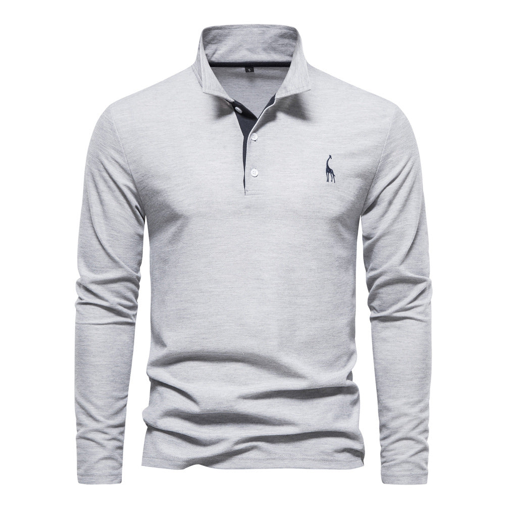 Herren Poloshirt Langarm Modern atmungsaktiv Baumwolle
