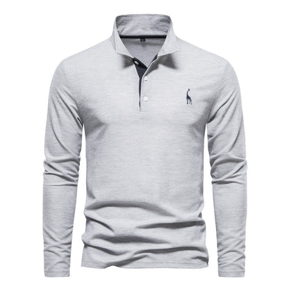 Herren Poloshirt Langarm Modern atmungsaktiv Baumwolle