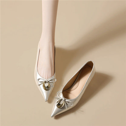 Damen Ballerinas Elegante Spitze Schuhe mit Zierschnalle