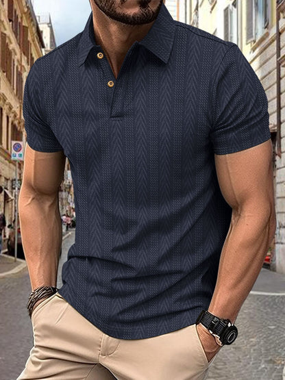 Herren Poloshirt Kurzarm Strukturiert Elegantes Design