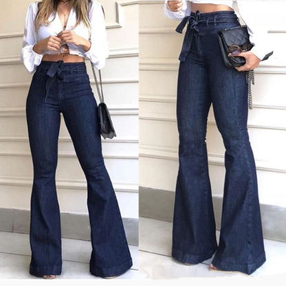 Hohe Damen Schlagjeans Weite Bein Frauenjeans