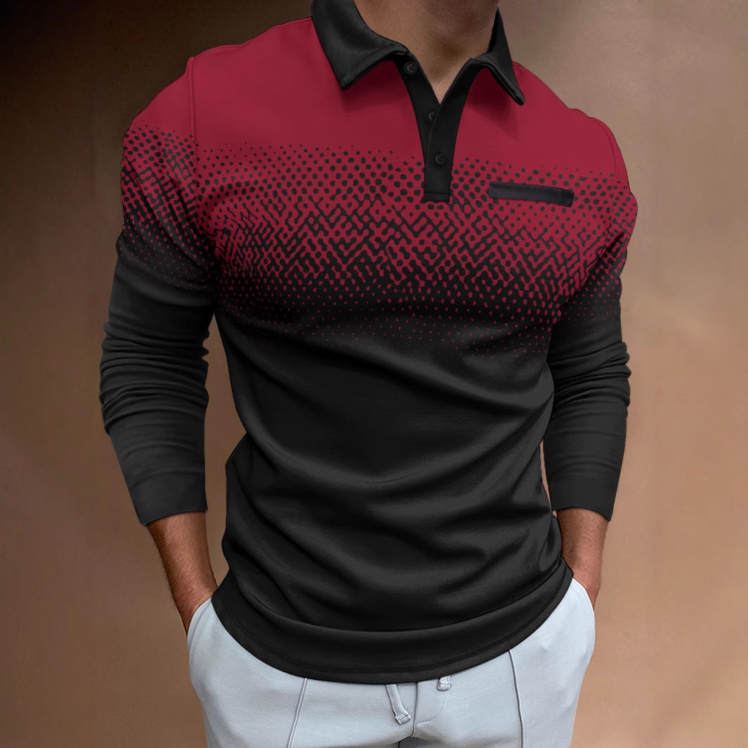 Herren Poloshirt Modern Farbverlauf Kontrastdetails Stylisch - BerlinGlamour