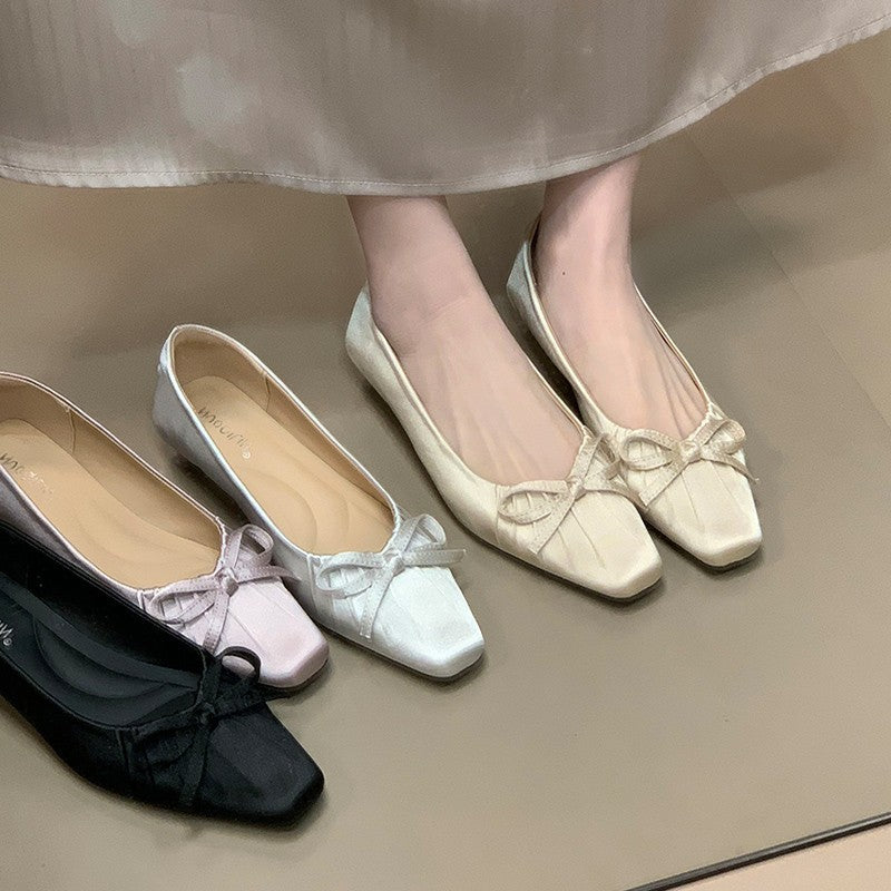 Elegante Damen Ballerinas mit Schleifendetail Schwarz