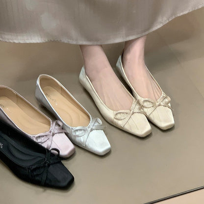 Elegante Damen Ballerinas mit Schleifendetail Schwarz