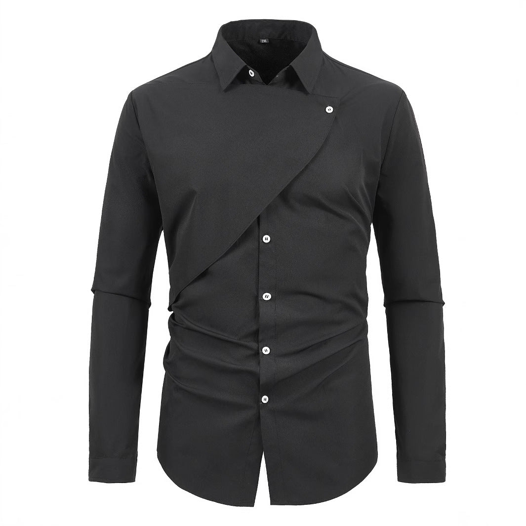 Herren Kurzarmhemd Elegantes Asymmetrisches Design Berlin