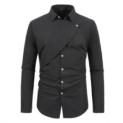 Herren Kurzarmhemd Elegantes Asymmetrisches Design Berlin