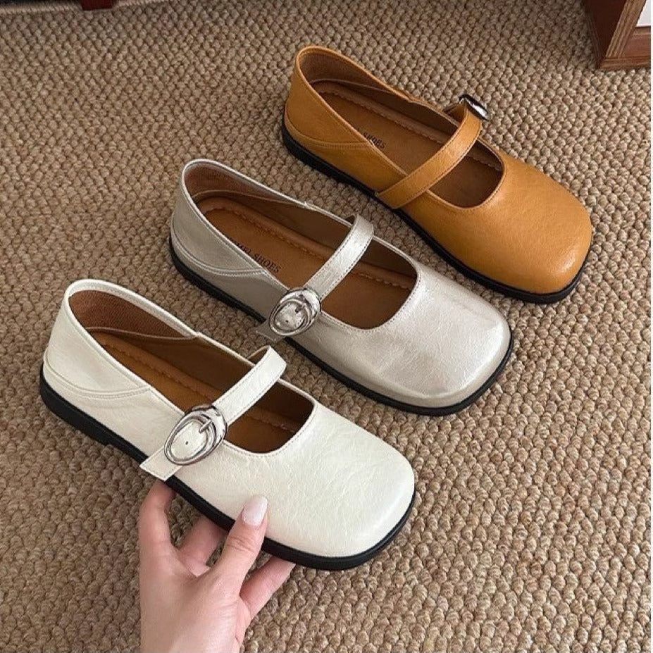 Damen Ballerinas Bequem Schnalle Modern - BerlinGlamour
