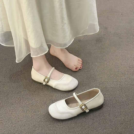 Damen Ballerinas Elegante Schnallen Schuhe Modern