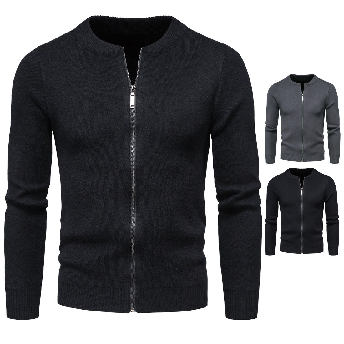 Herren Strickjacke Modern mit Zipper und Hochkragen - BerlinGlamour