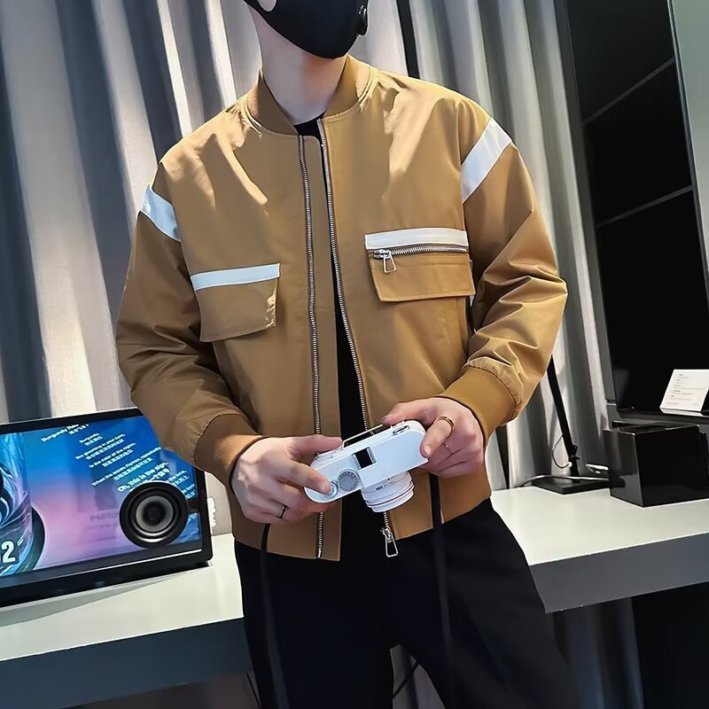 Herren Bomberjacke Sportlich Modern Mit Taschen