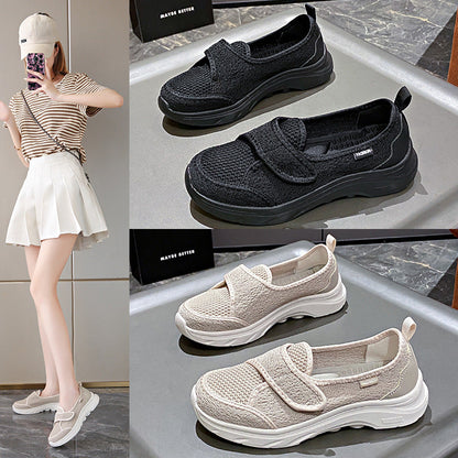 Damen Sneaker Slip-On Bequem Klettverschluss Weiße Schuhe - BerlinGlamour