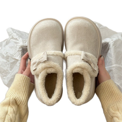 Damen Clogs Flauschig Bequem mit Schleife