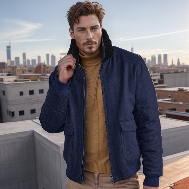 Herren Fleecejacke Warm Stehkragen Taschen Outdoor