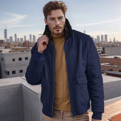 Herren Fleecejacke Warm Stehkragen Taschen Outdoor