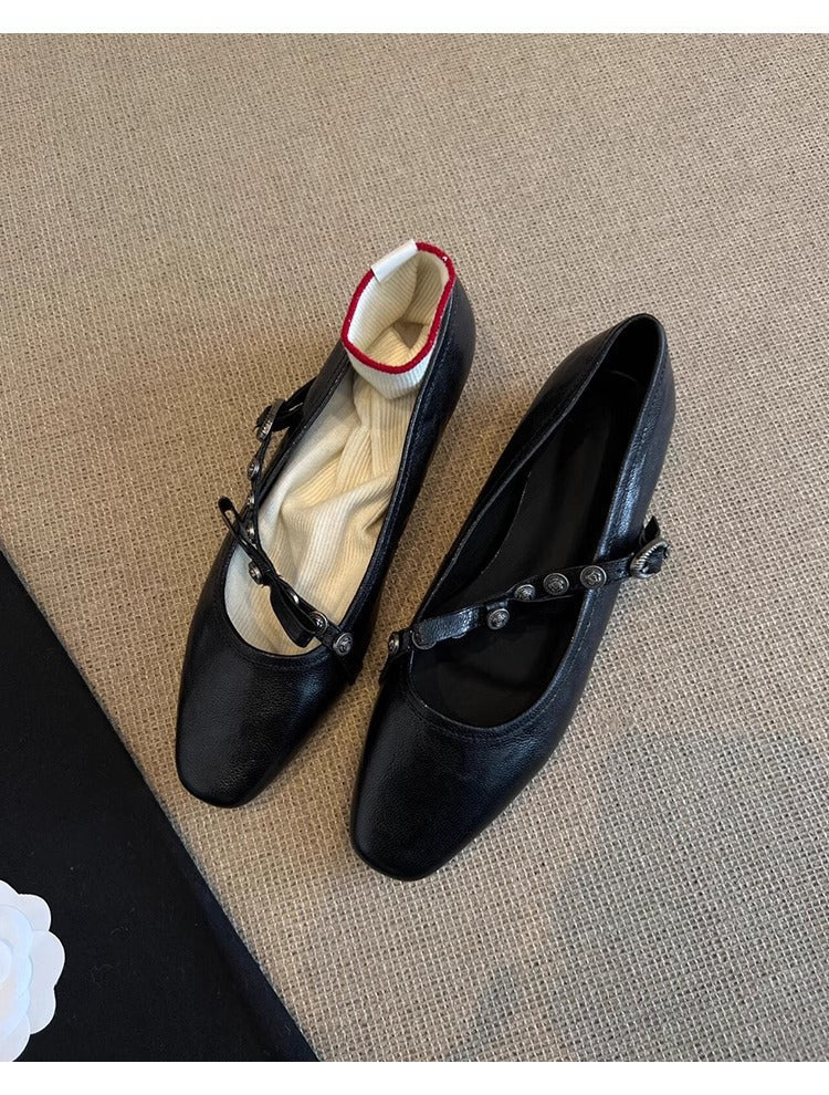 Damen Ballerinas Weich mit Riemen und Innenfutter