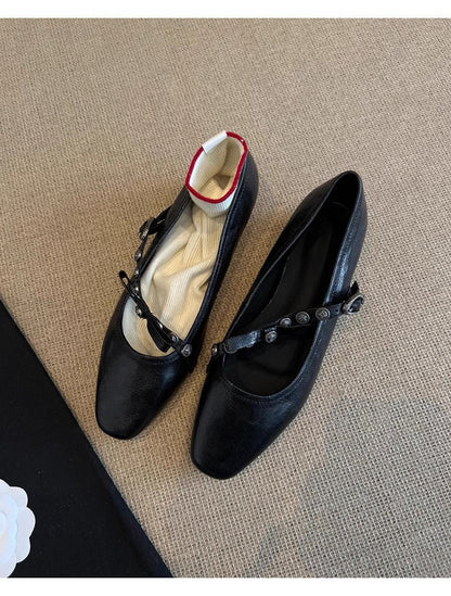 Damen Ballerinas Weich mit Riemen und Innenfutter