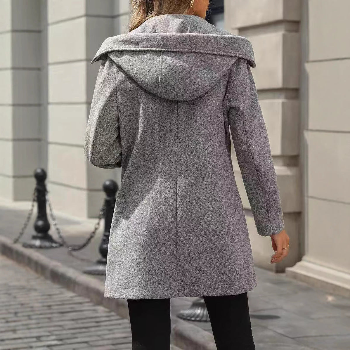 Damen Mantel Bequem Elegant mit Taschen Winter