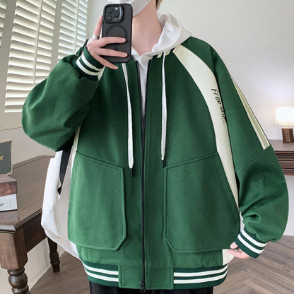 Sportliche Bomberjacke Unisex Kontrast Ärmelabschlüsse Modern - BerlinGlamour