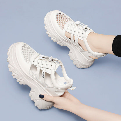 Damen Plateau Sneaker Trendy High Heels Schuhe