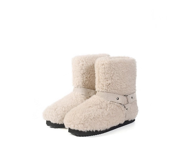 Damen Kuschelboots Weich Warm Winterstiefel mit Riemen