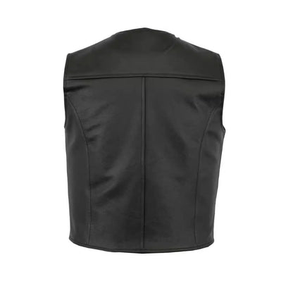 Lederweste Herren Biker Stil Reißverschluss Taschen Schwarz