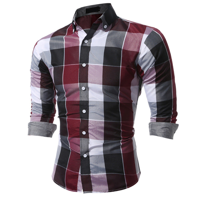 Herren Hemd Kariert Slim Fit Langarm Modern