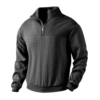 Herren Stehkragenpullover Strukturiert Reißverschluss Modern