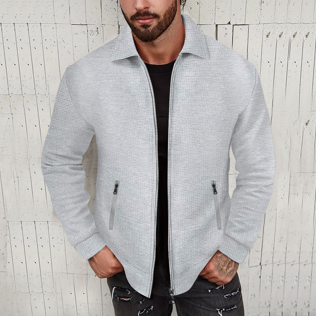 Herrenjacke Modern mit Reißverschlusstaschen Trendig