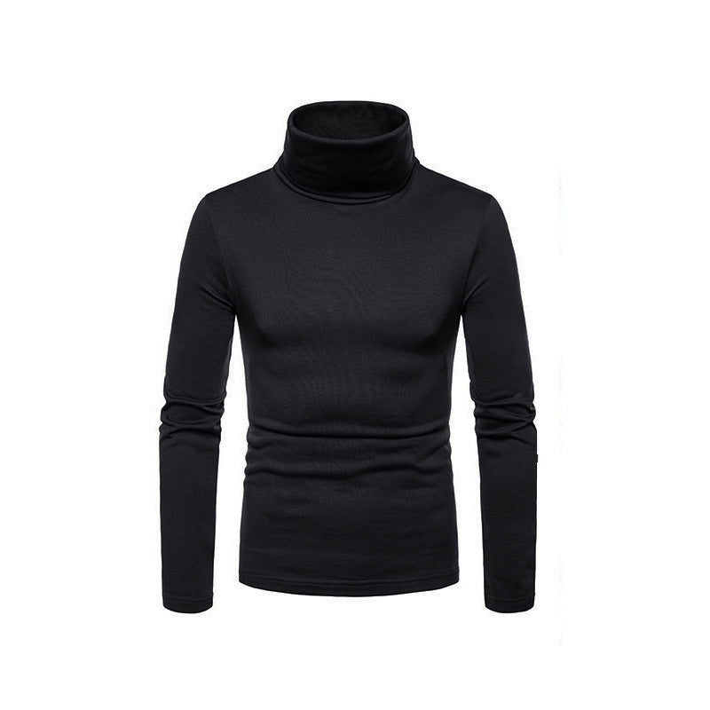 Herren Rollkragenpullover Fein Strick Modern Schwarz