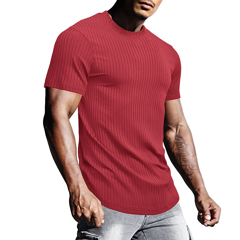 Herren Rundhalsshirt Slim Fit Strukturiert Atmungsaktiv - BerlinGlamour