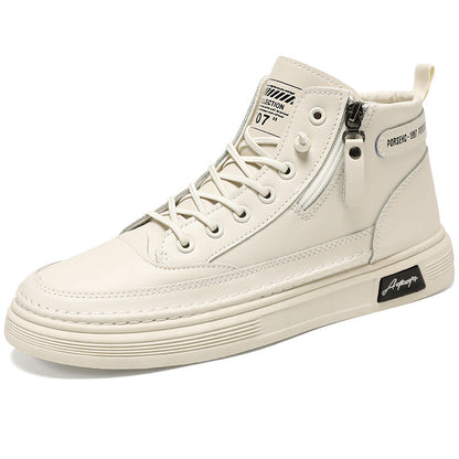 Damen Sneaker Hochformat Leder Robust Mit Reißverschluss