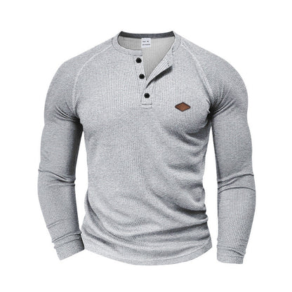 Herren Langarmhemd Strukturiert Modern Knopfdetails