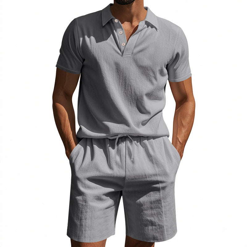 Herren Poloshirt Shorts Set Leger Sommer