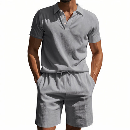Herren Poloshirt Shorts Set Leger Sommer
