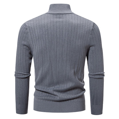 Herren Strickpullover Modern Rippenmuster Großes V mit Reißverschluss