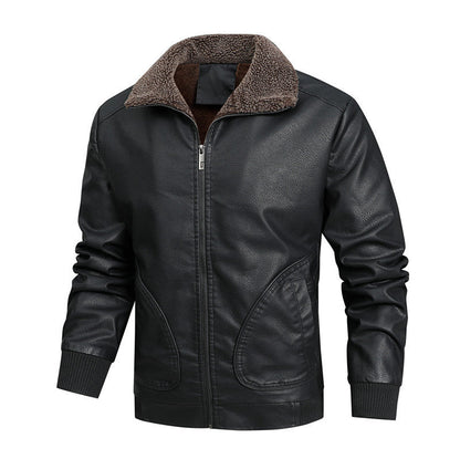 Lederjacke Herren Imitat Leder Schwarz Modern - BerlinGlamour
