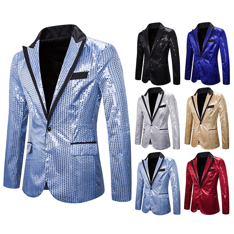 Herren Blazer Elegant Pailletten Modern Schnitt
