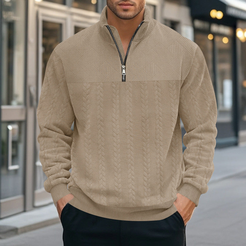 Herren Strickpullover Modern mit Reißverschluss Grau