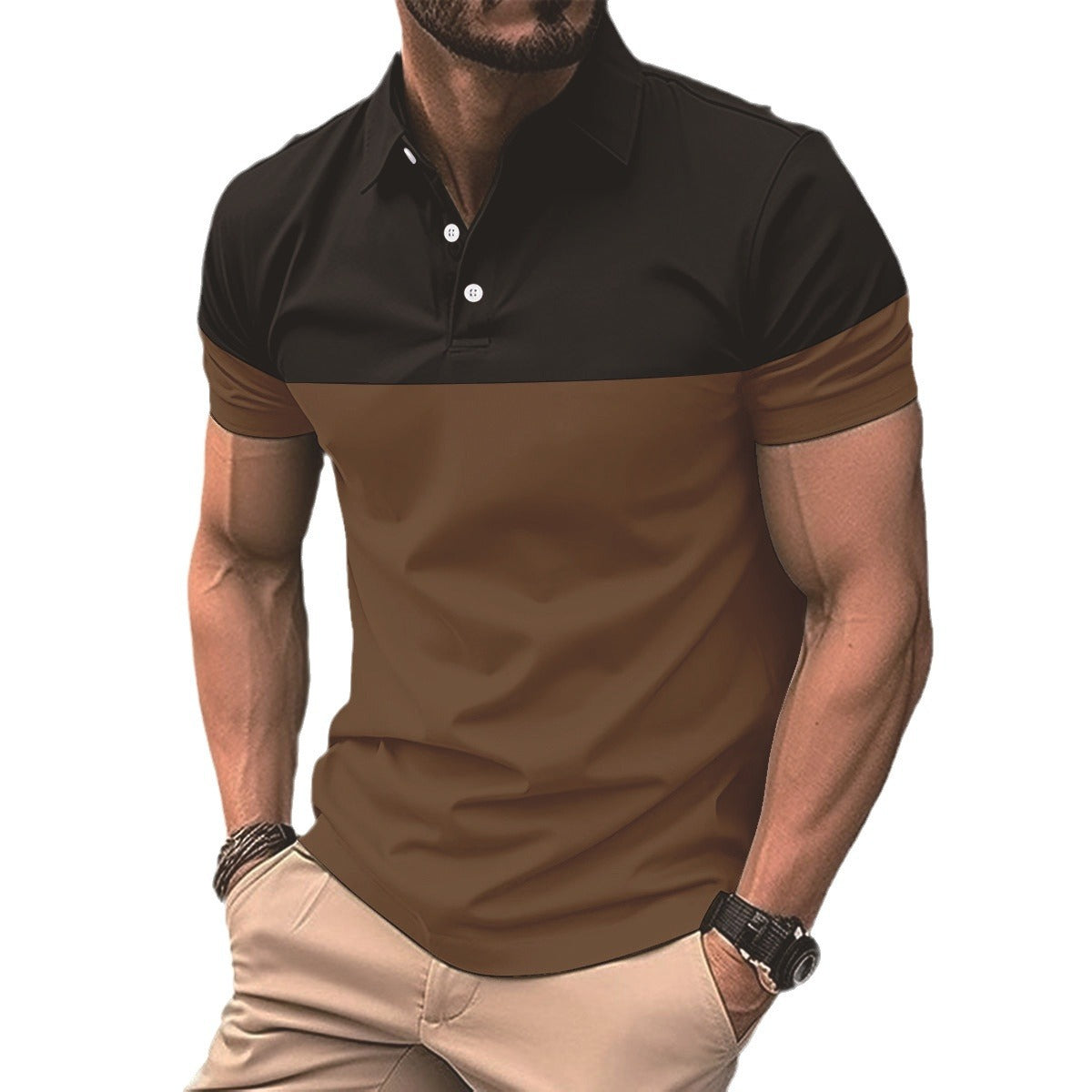 Herren Poloshirt Farbblock Design Modern Berlin Style