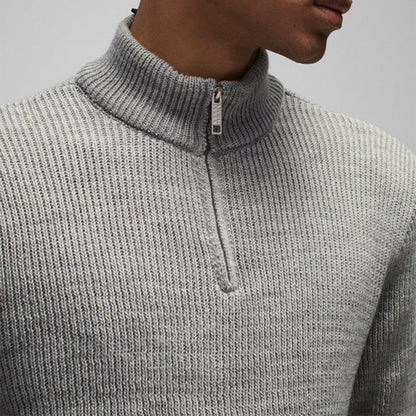Herren Strickpullover Modern Hochkragen Kurzreißverschluss