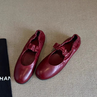 Damen Ballerinas Glänzend Rüschensaum Modern
