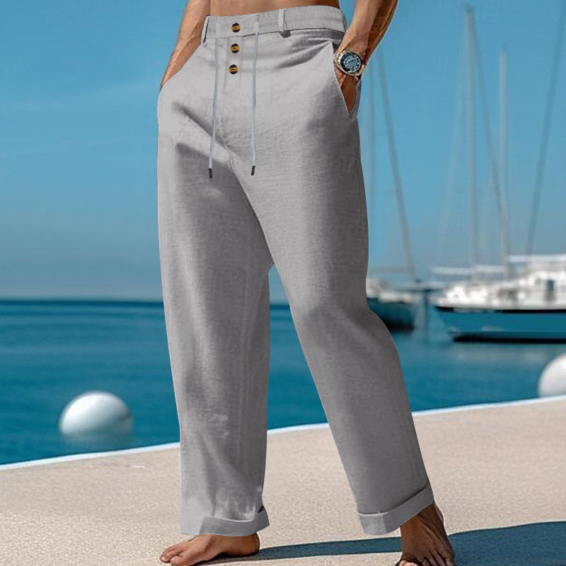 Herren Sommerhosen Bequem Elastisch Knopfverschluss