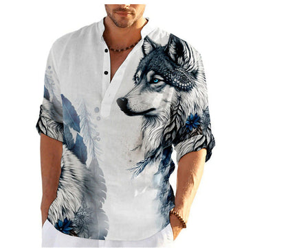 Männer Hemd Kurzarm Wolf Motiv Berlin Style