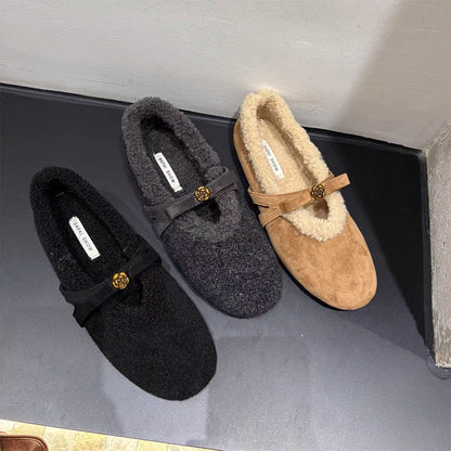 Weiche Damen Hausschuhe Fleece Warm mit Riemchen - BerlinGlamour