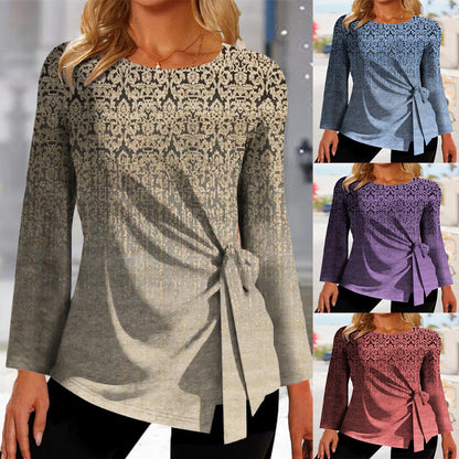 Damen Oberteil mit Knoten-Detail und Grafik-Print Modern - BerlinGlamour