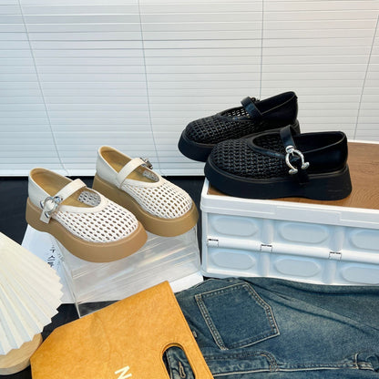 Damen Plateau-Schuhe Komfortabel Netzdesign Schnürsenkel