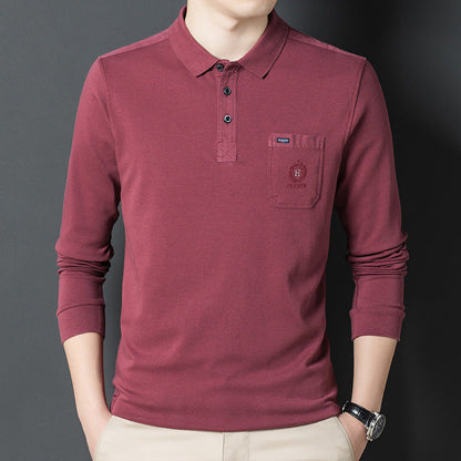 Herren Poloshirt Langarm Elegant mit Brusttasche