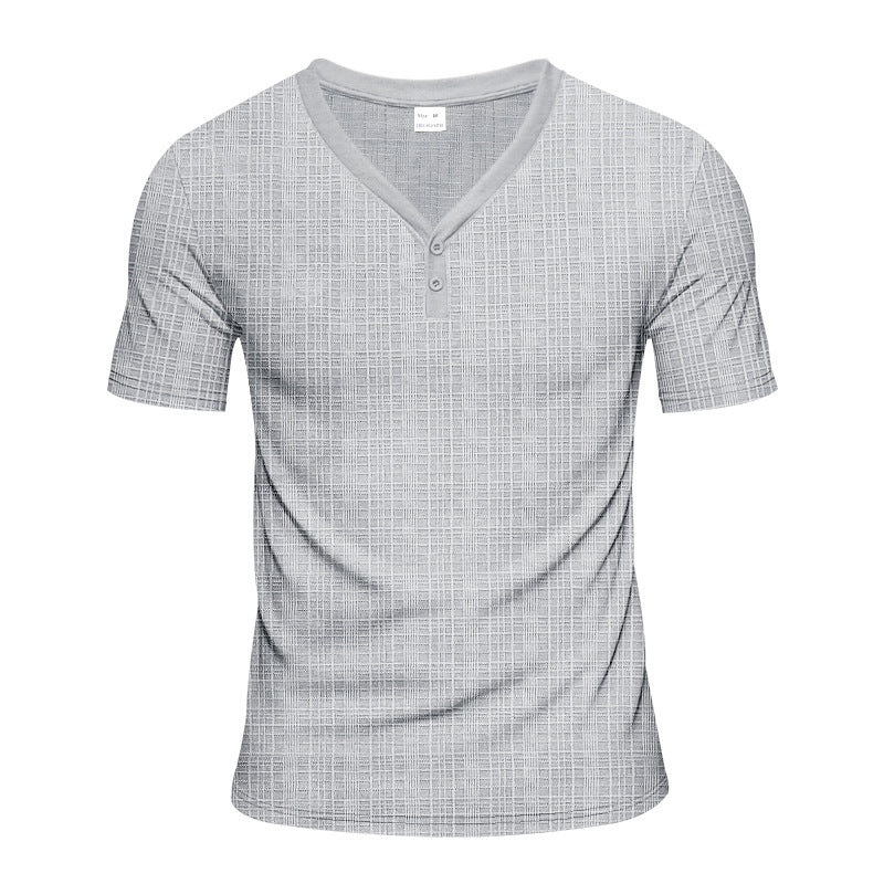 Herren Henley-Shirt Kurzarm Strukturiert Knöpfe Modern