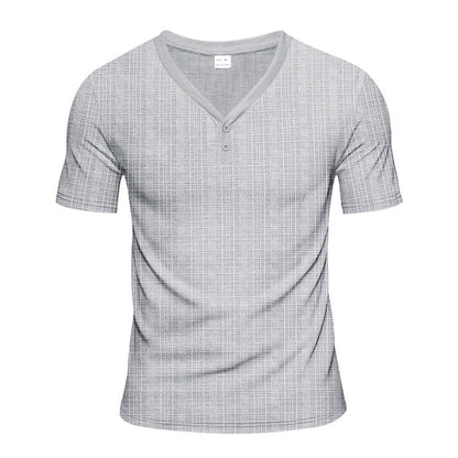 Herren Henley-Shirt Kurzarm Strukturiert Knöpfe Modern