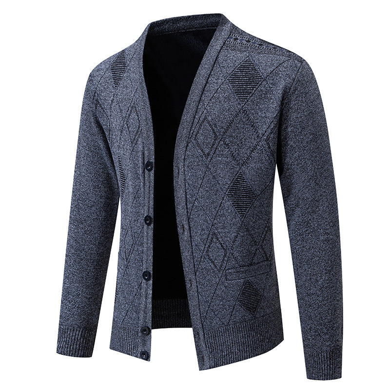 Herren Strickjacke V-Ausschnitt Struktur Muster Modern